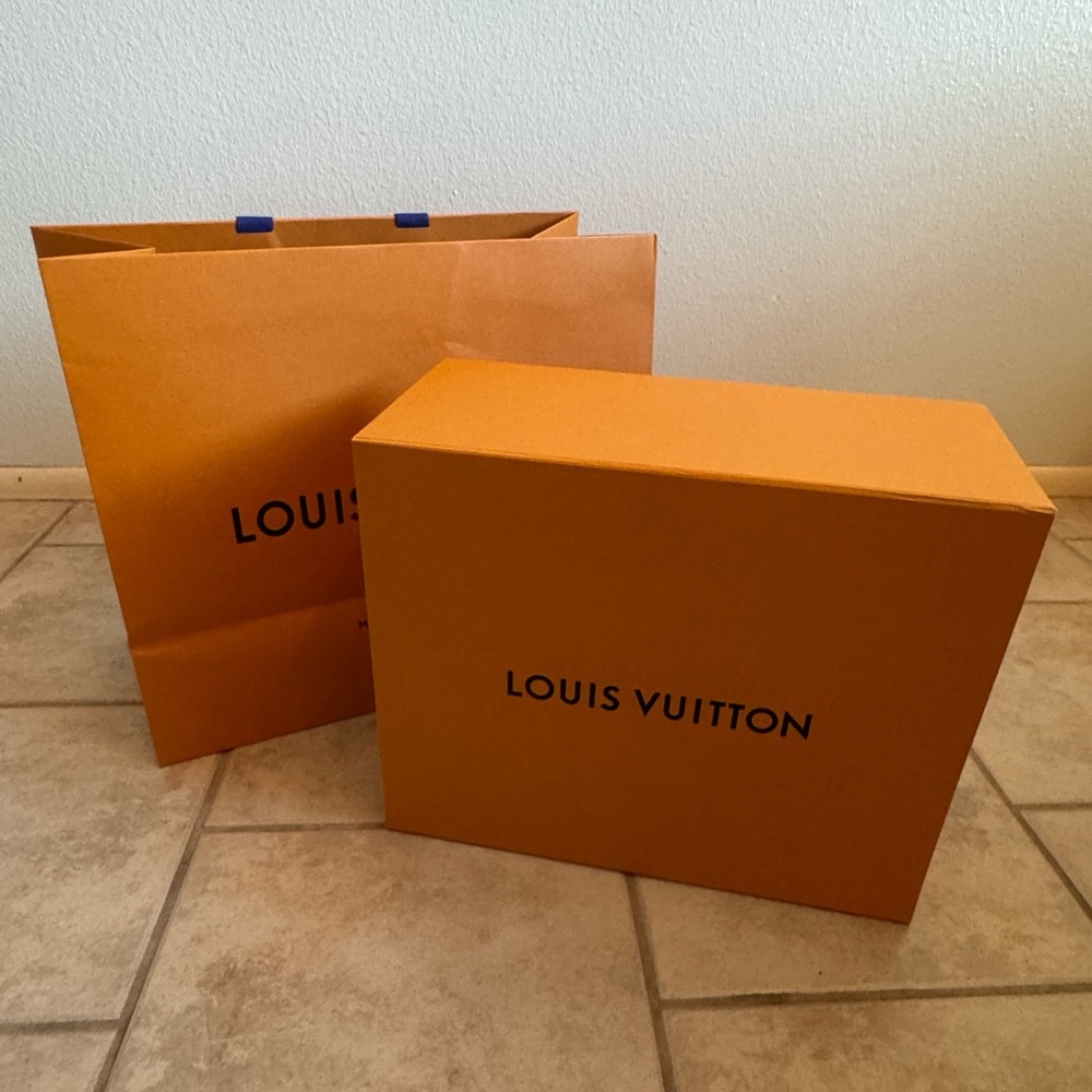 Medium Size Louis Vuitton Signature Magnetic Orange Box and Bag